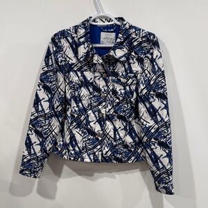 Simon Chang Abstract Blue and White Blazer